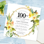 Invitation Daffodile jaune Boho rustique 100e anniversaire