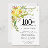 Invitation Daffodile jaune Boho rustique 100e anniversaire (Devant)