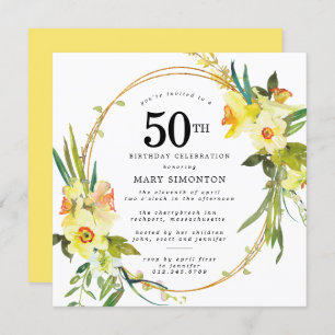 Invitation Daffodile jaune Boho rustique 50e anniversaire