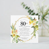 Invitation Daffodile jaune Boho rustique 80e anniversaire (Debout devant)