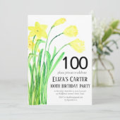 Invitation Daffodile rustique 100ème anniversaire floral élég (Debout devant)