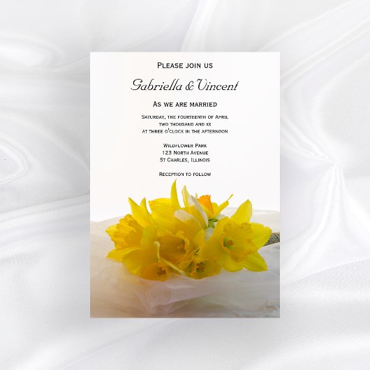 Invitation Daffodiles jaunes sur le mariage du printemps blan