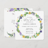 Invitation Daffodiles rustiques, Fleurs sauvages et Baby show (Devant / Derrière)