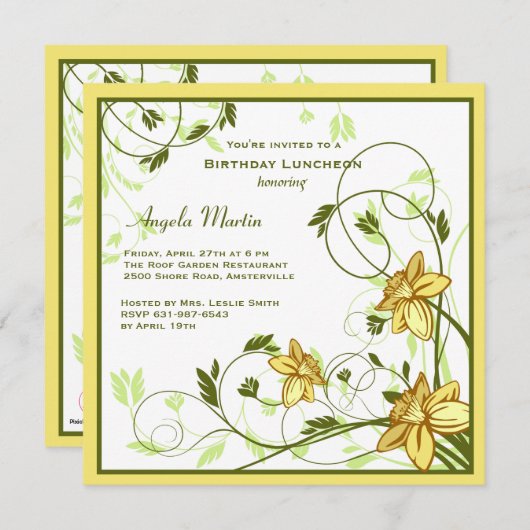 Invitation Daffodills (Devant / Derrière)