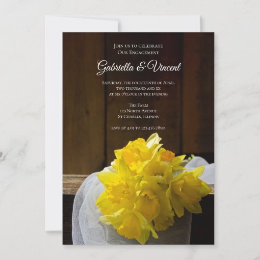 Invitation Daffodils Rustiques Spring Fiançailles Barn Party (Devant)