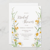 Invitation Daffodique blanc et jaune Fête des mariées florale (Devant / Derrière)