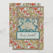 Invitation Daffodique chintz papier peint à fleurs Art nouvea (Devant / Derrière)