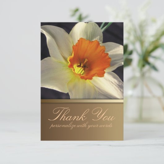 Invitation Daffodique Fleur Merci note (Debout devant)