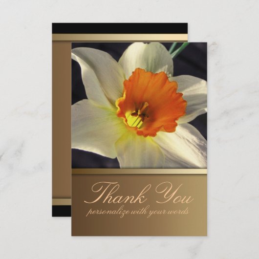 Invitation Daffodique Fleur Merci note (Devant / Derrière)