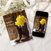 Invitation Daffodiques et bottes de cowboy Fiançailles Barn P