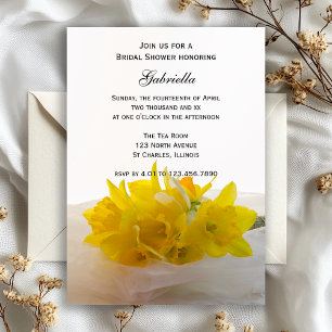 Invitation Daffodiques jaunes sur Fête des mariées blanche