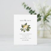 Invitation Dahlia - Aquarelle Citron Citrus Blanc Floral (Debout devant)