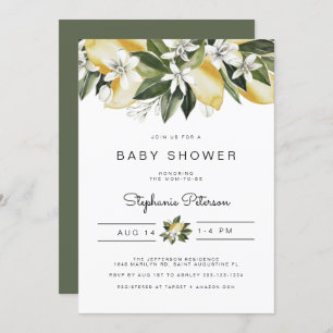 Invitation Dahlia - Aquarelle Citrus Lemon Blanc Floral
