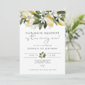 Invitation DAHLIA Aquarelle mignonne Citron premier anniversa (Debout devant)