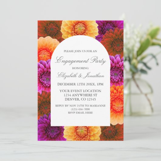 Invitation Dahlia Automne Floral Engagement Party (Debout devant)
