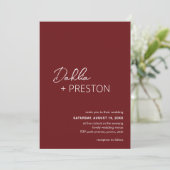 Invitation Dahlia Burgundy Contemporain Mariage moderne (Debout devant)
