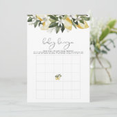 Invitation DAHLIA Citron Baby shower Fruit Bingo Jeu (Debout devant)