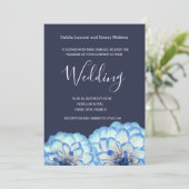 Invitation Dahlia fleurs bleu marine blanc roux rose mariage (Debout devant)