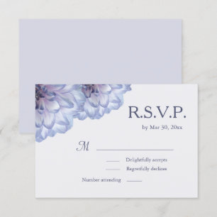 Invitation Dahlia fleurs lilas bleu gris mariage floral RSVP