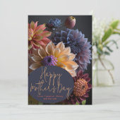 Invitation Dahlia Flowers Happy Mothers Day Card (Debout devant)