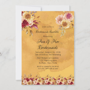 Invitation Dahlia Jaune Fleurs Bridesmaids Déjeuner