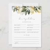 Invitation DAHLIA Lemon Baby Advice and Predictions Card (Devant)