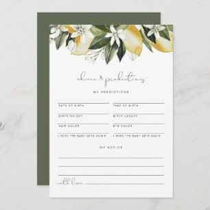 Invitation DAHLIA Lemon Baby Advice and Predictions Card