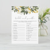 Invitation DAHLIA Lemon Fête des mariées Word Scramble Jeu (Debout devant)