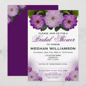 Invitation Dahlia Purple Floral Bridal (Devant / Derrière)