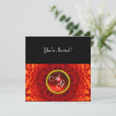Invitation DAHLIA ROUGE, monogramme RUBIS, noir brillant (Debout devant)