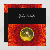 Invitation DAHLIA ROUGE, monogramme TOPAZ, jaune clair (Devant / Derrière)