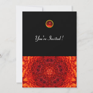 Invitation DAHLIA ROUGE, RUBIS,   noir brillant