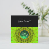 Invitation DAHLIA  VERT, JADE, vert brillant noir jaune (Debout devant)