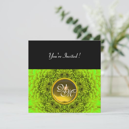 Invitation DAHLIA VERT, TOPAZ, vert vif jaune noir (Debout devant)