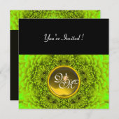 Invitation DAHLIA VERT, TOPAZE, vert brillant noir jaune (Devant / Derrière)