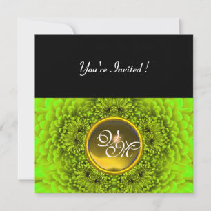Invitation DAHLIA VERT, TOPAZE, vert brillant noir jaune