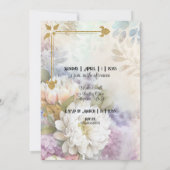 Invitation Dahlias blancs avec accents violets et bleus (Dos)