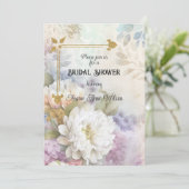 Invitation Dahlias blancs avec accents violets et bleus (Debout devant)