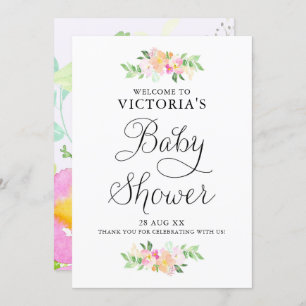 Invitation Dainty Aquarelle Florals Baby shower Affiche de bi