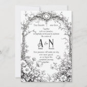 Invitation Dainty Botanique Rustique, Black & White Invitatio (Devant)