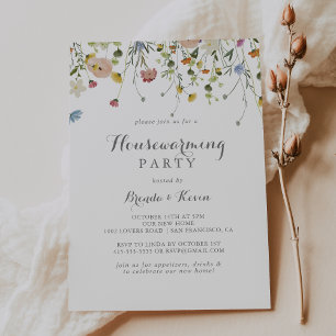 Invitation Dainty colorée Fleurs sauvages Fête de réchauffeme