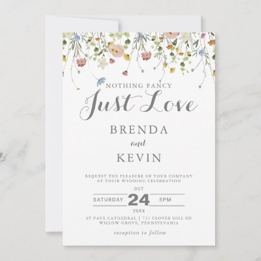 Invitation Dainty colorée Rien de fantaisie Juste Amour Maria (Dos)