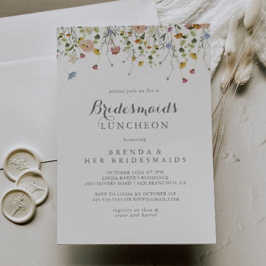 Invitation Dainty colorée Wild Bridesmaids Luncheon Douche
