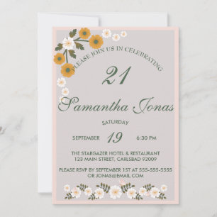 Invitation Dainty coréen dusty sauvage rose gris 21e annivers