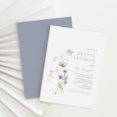 Invitation Dainty Fleur sauvage Dusty Fête des mariées bleue