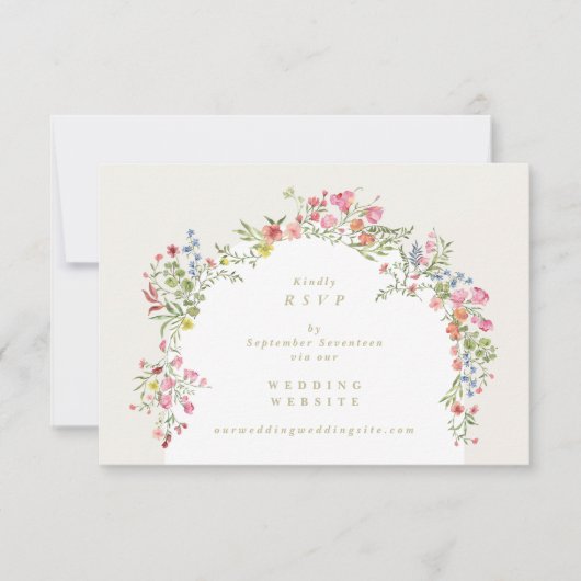 Invitation Dainty Floral Arch site QR CODE mariage RSVP (Devant)