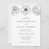 Invitation Dainty Floral noir et blanc Mariage (Devant)