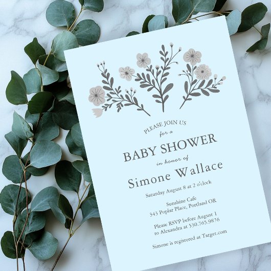 Invitation Dainty Florals Élégant BABY SHOWER CHic PERSONNALI