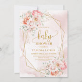 Invitation Dainty pastel rose floral fille baby showers invit (Devant)