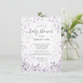 Invitation Dainty Purple Aquarelle Fleurs Filles Baby shower (Debout devant)